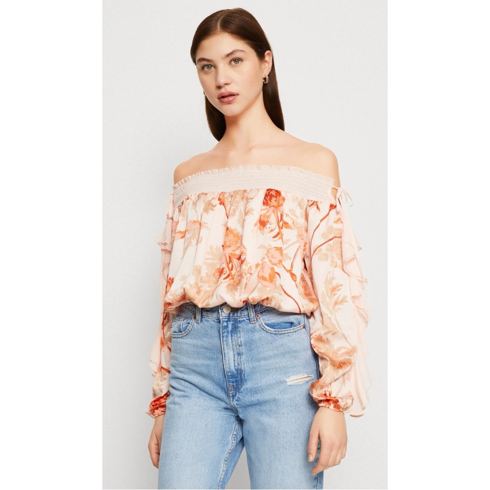 Free People NWT Pink Floral Off the Shoulder Bodysuit - Size XL
